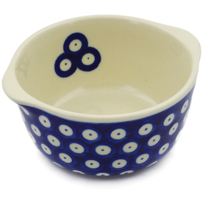 Polish Pottery Bouillon Cup 15 oz Blue Eyed Peacock