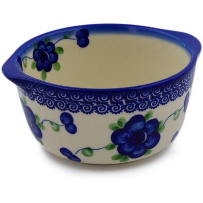 Polish Pottery Bouillon Cup 15 oz Blue Poppies