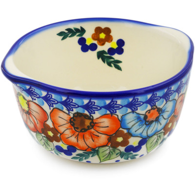 Polish Pottery Bouillon Cup 15 oz Bold Poppies UNIKAT