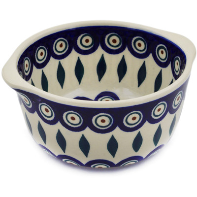 Polish Pottery Bouillon Cup 15 oz Peacock