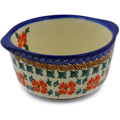 Polish Pottery Bouillon Cup 15 oz Red Cornflower