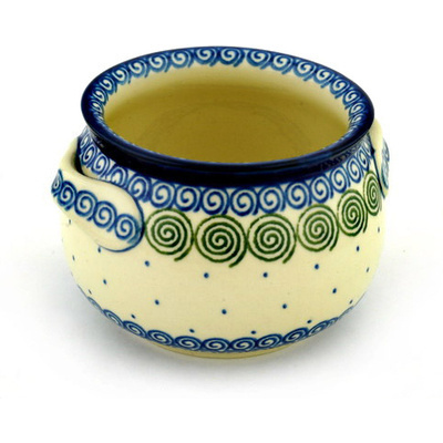 Polish Pottery Bouillon Cup 25 oz Swirling Polka Dot