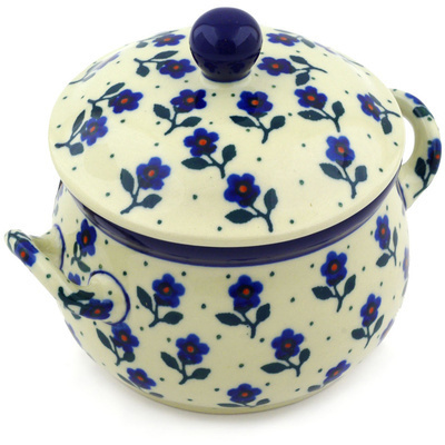 Polish Pottery Bouillon Cup with Lid 12 oz Auntie Em Sapphire