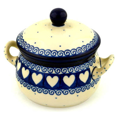 Polish Pottery Bouillon Cup with Lid 12 oz Light Hearted