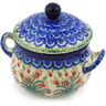 Polish Pottery Bouillon Cup with Lid 12 oz Maroon Bells