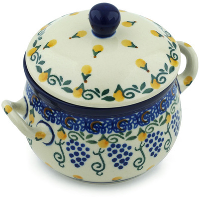 Polish Pottery Bouillon Cup with Lid 12 oz Tuscan Dreams