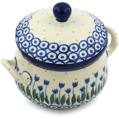 Polish Pottery Bouillon Cup with Lid 12 oz Water Tulip