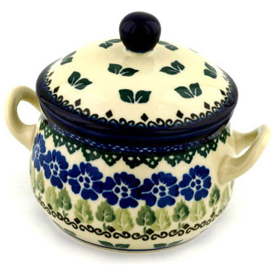 Polish Pottery Bouillon Cup with Lid 12 oz Wondering Leaves
