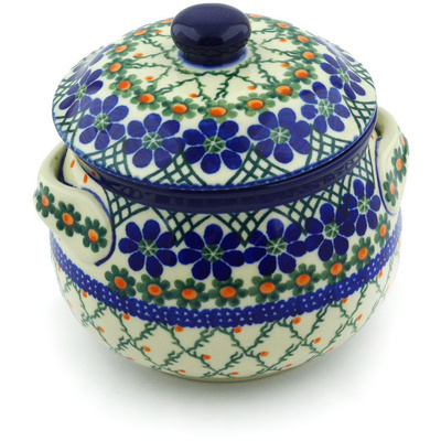 Polish Pottery Bouillon Cup with Lid 24 oz Primrose Trellis