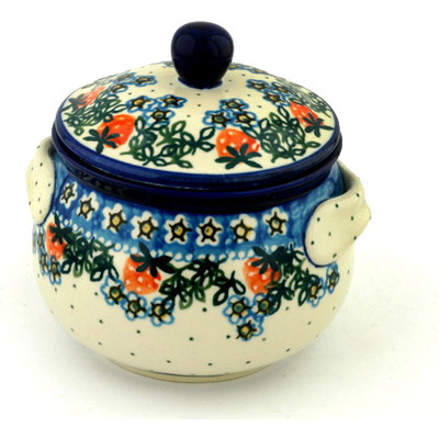 Polish Pottery Bouillon Cup with Lid 24 oz Strawberry Fever
