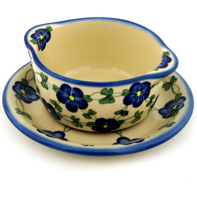 Polish Pottery Bouillon Cup with Saucer 12 oz UNIKAT