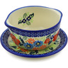 Polish Pottery Bouillon cup with saucer Bold Poppies UNIKAT