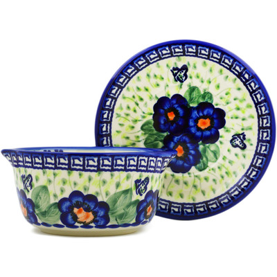 Polish Pottery Bouillon cup with saucer Brilliant Butterfly Popp UNIKAT