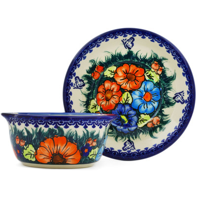 Polish Pottery Bouillon cup with saucer Butterfly Splendor
