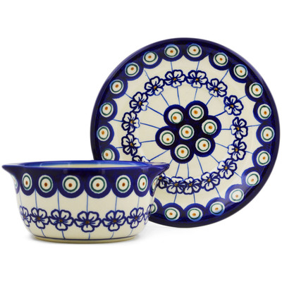 Polish Pottery Bouillon cup with saucer Flowering Peacock