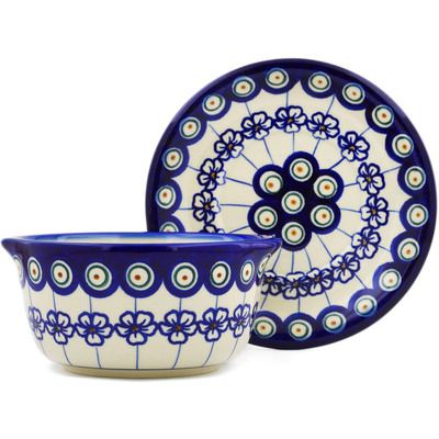 Polish Pottery Bouillon cup with saucer Flowering Peacock