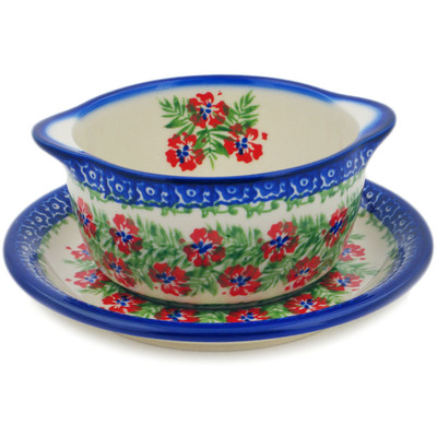 Polish Pottery Bouillon cup with saucer Midsummer Bloom