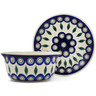 Polish Pottery Bouillon cup with saucer Peacock