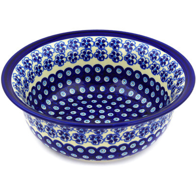 Polish Pottery Bowl 10&quot; Aloha Blue