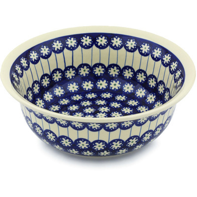 Polish Pottery Bowl 10&quot; Aster Peacock Blossom
