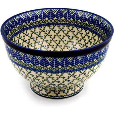 Polish Pottery Bowl 10&quot; Blue Alpine