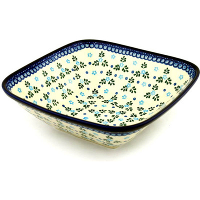 Polish Pottery Bowl 10&quot; Blue Alysum Patch