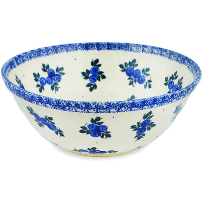 Polish Pottery Bowl 10&quot; Blue Berry Special UNIKAT