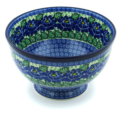 Polish Pottery Bowl 10&quot; Blue Bliss