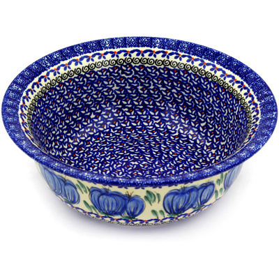 Polish Pottery Bowl 10" Blue Bulbs
