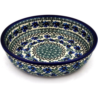 Polish Pottery Bowl 10&quot; Blue Chicory