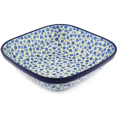 Polish Pottery Bowl 10&quot; Blue Confetti