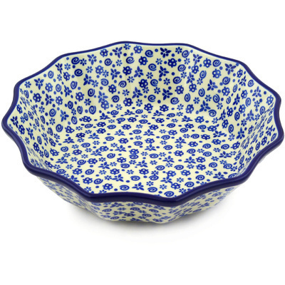 Polish Pottery Bowl 10" Blue Confetti