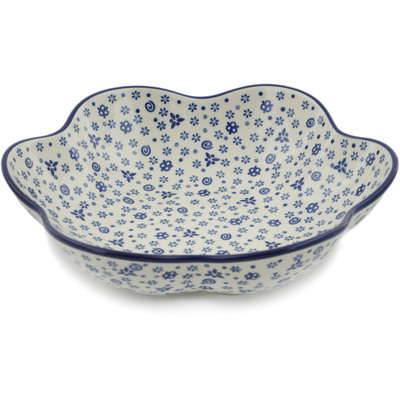 Polish Pottery Bowl 10&quot; Blue Confetti