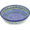 Polish Pottery Bowl 10&quot; Blue Fan Flowers