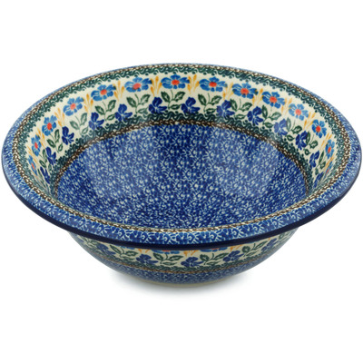 Polish Pottery Bowl 10&quot; Blue Forget-me-nots
