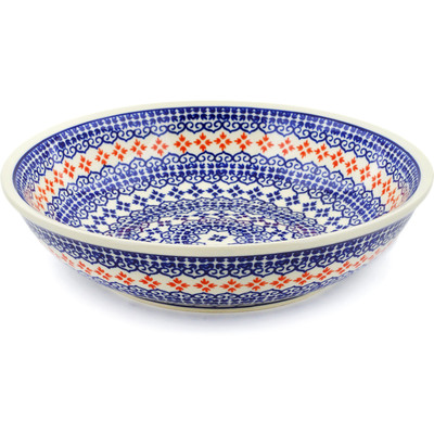 Polish Pottery Bowl 10&quot; Blue Heart