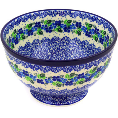 Polish Pottery Bowl 10&quot; Blue Phlox