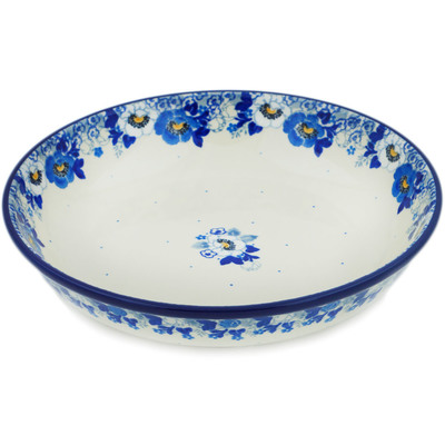 Polish Pottery Bowl 10&quot; Blue Spring Blue