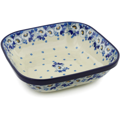 Polish Pottery Bowl 10" Blue Spring