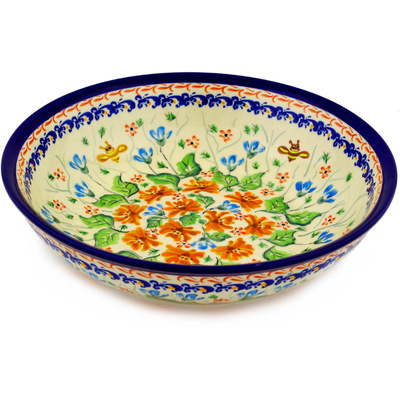 Polish Pottery Bowl 10&quot; Bumble Bee UNIKAT