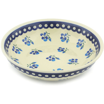 Polish Pottery Bowl 10&quot; Cobalt Pansy