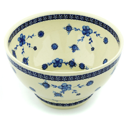 Polish Pottery Bowl 10&quot; Delicate Poppy