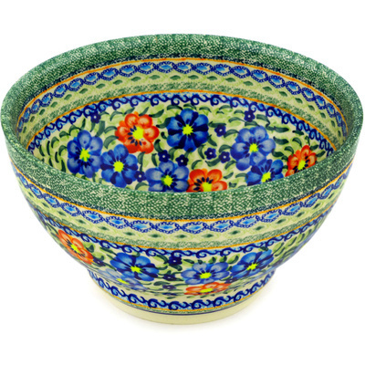 Polish Pottery Bowl 10&quot; Floral Delight UNIKAT