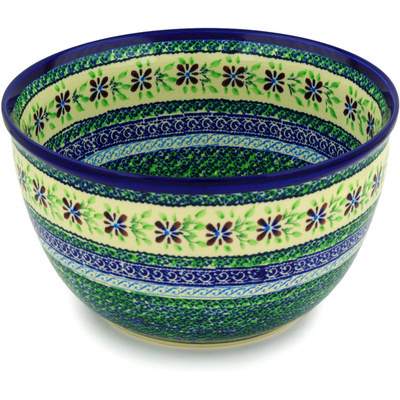 Polish Pottery Bowl 10" Gingham Garden
