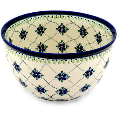 Polish Pottery Bowl 10&quot; Gingham Trellis