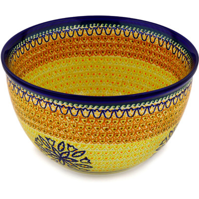 Polish Pottery Bowl 10&quot; Golden Tulip UNIKAT