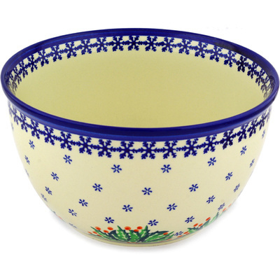 Polish Pottery Bowl 10&quot; Holly Berries