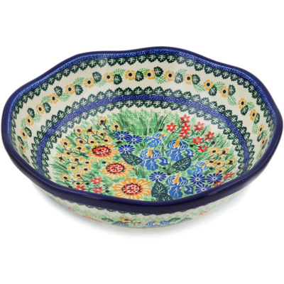 Polish Pottery Bowl 10&quot; Iris Spring UNIKAT