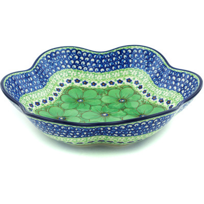 Polish Pottery Bowl 10&quot; Key Lime Dreams UNIKAT