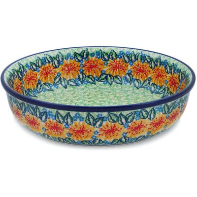 Polish Pottery Bowl 10&quot; Marigold Chain UNIKAT